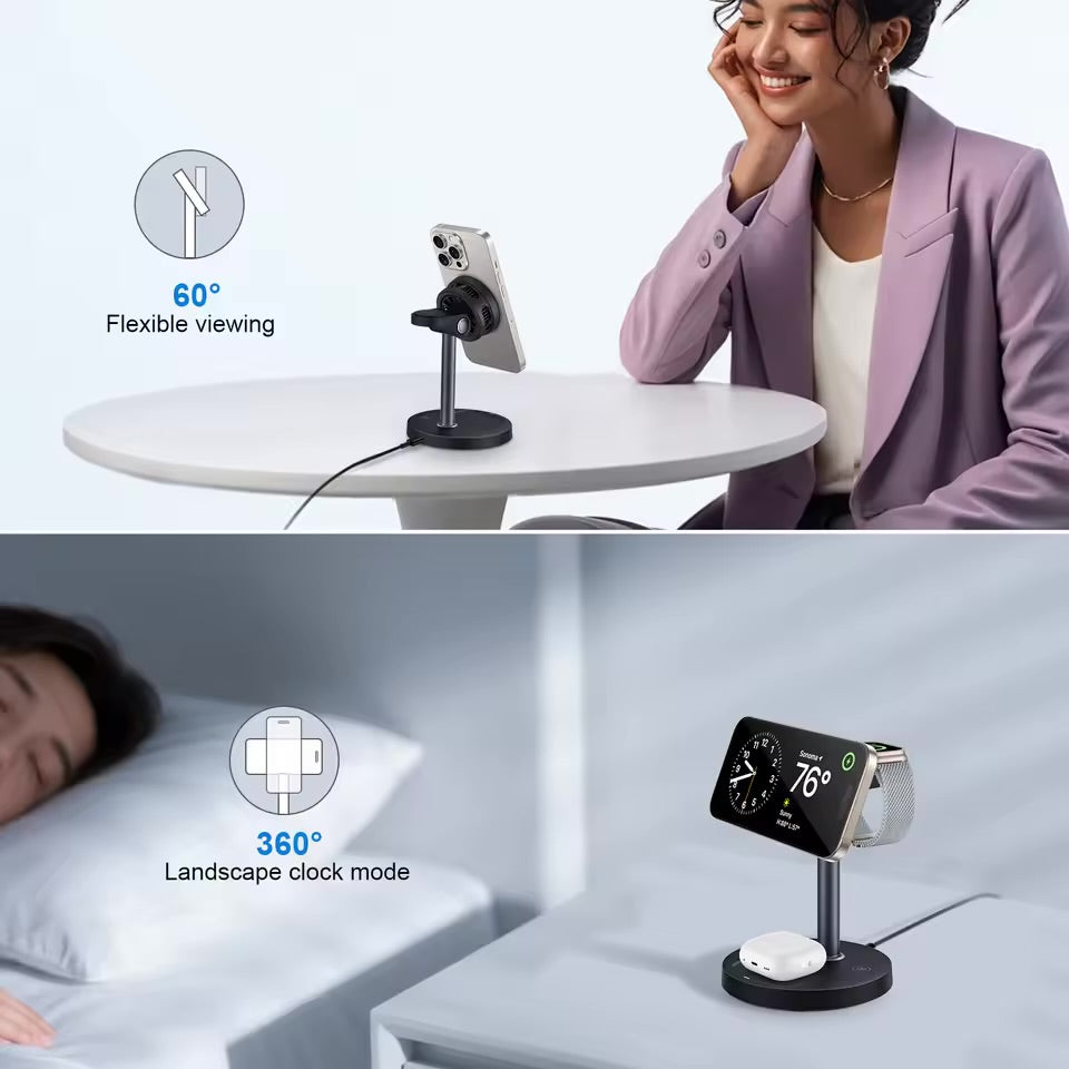 3-in-1 Wireless Magnetic Charger QI2 15W Fast Charge