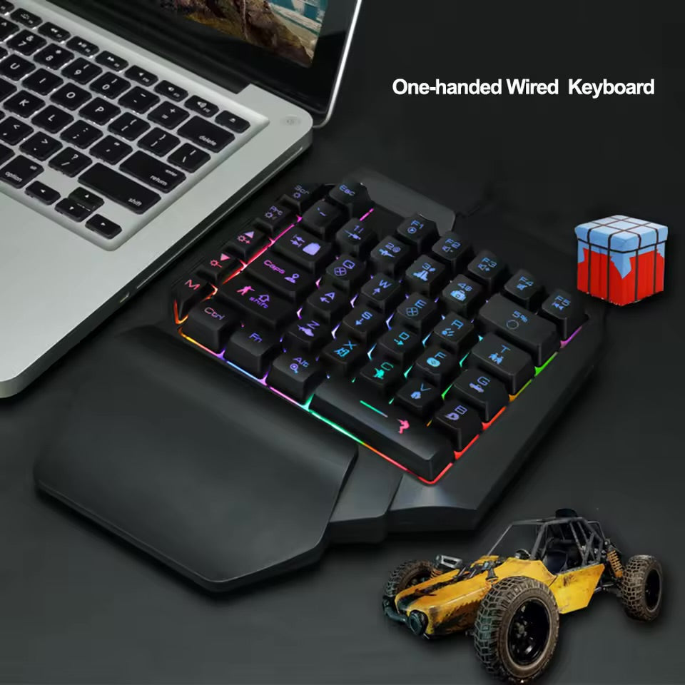 One-Hand RGB Gaming Keyboard 39 Keys Compact