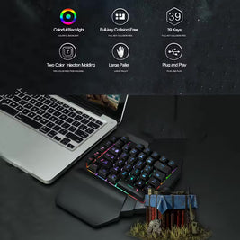 One-Hand RGB Gaming Keyboard 39 Keys Compact