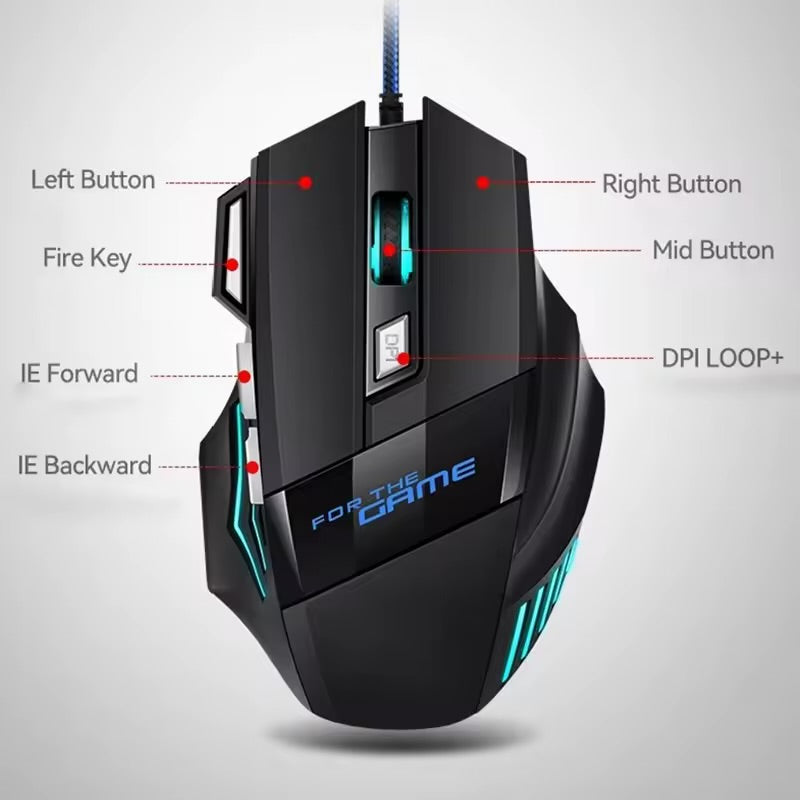 Wired RGB Gaming Mouse 7-Button Ergonomic USB