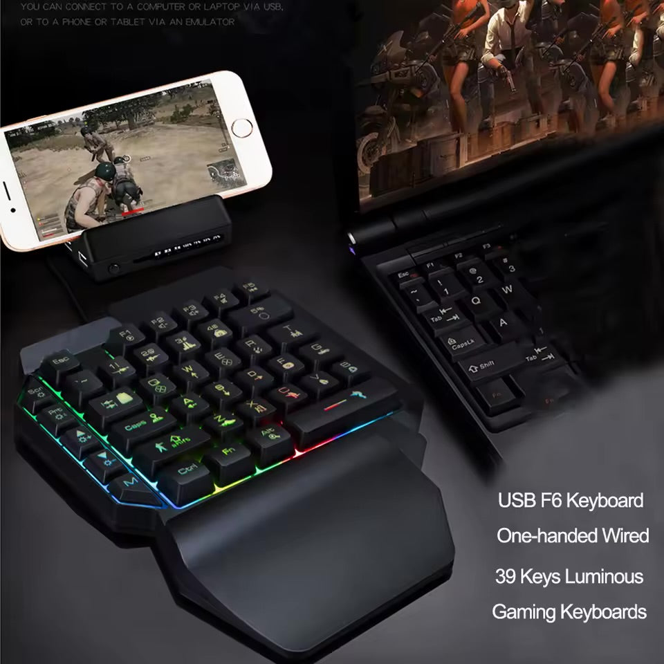One-Hand RGB Gaming Keyboard 39 Keys Compact