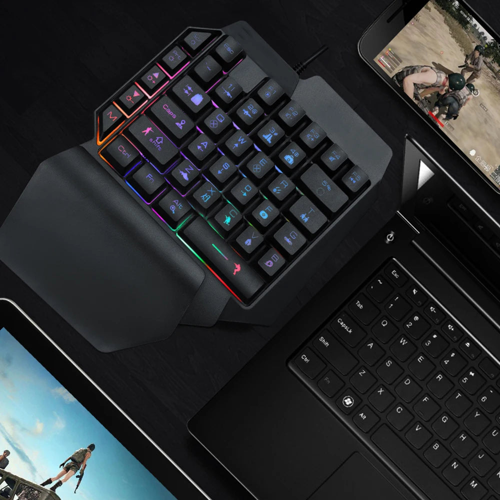 One-Hand RGB Gaming Keyboard 39 Keys Compact