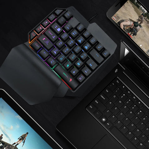 One-Hand RGB Gaming Keyboard 39 Keys Compact