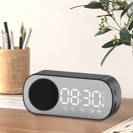 Mirror Clock Bluetooth Speaker with FM & Bass