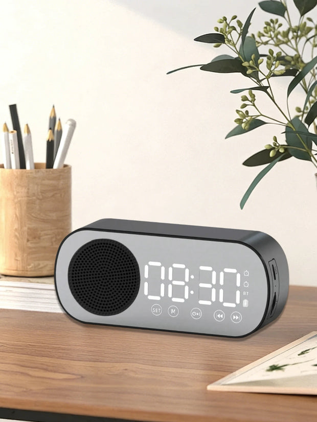 Mirror Clock Bluetooth Speaker with FM & Bass