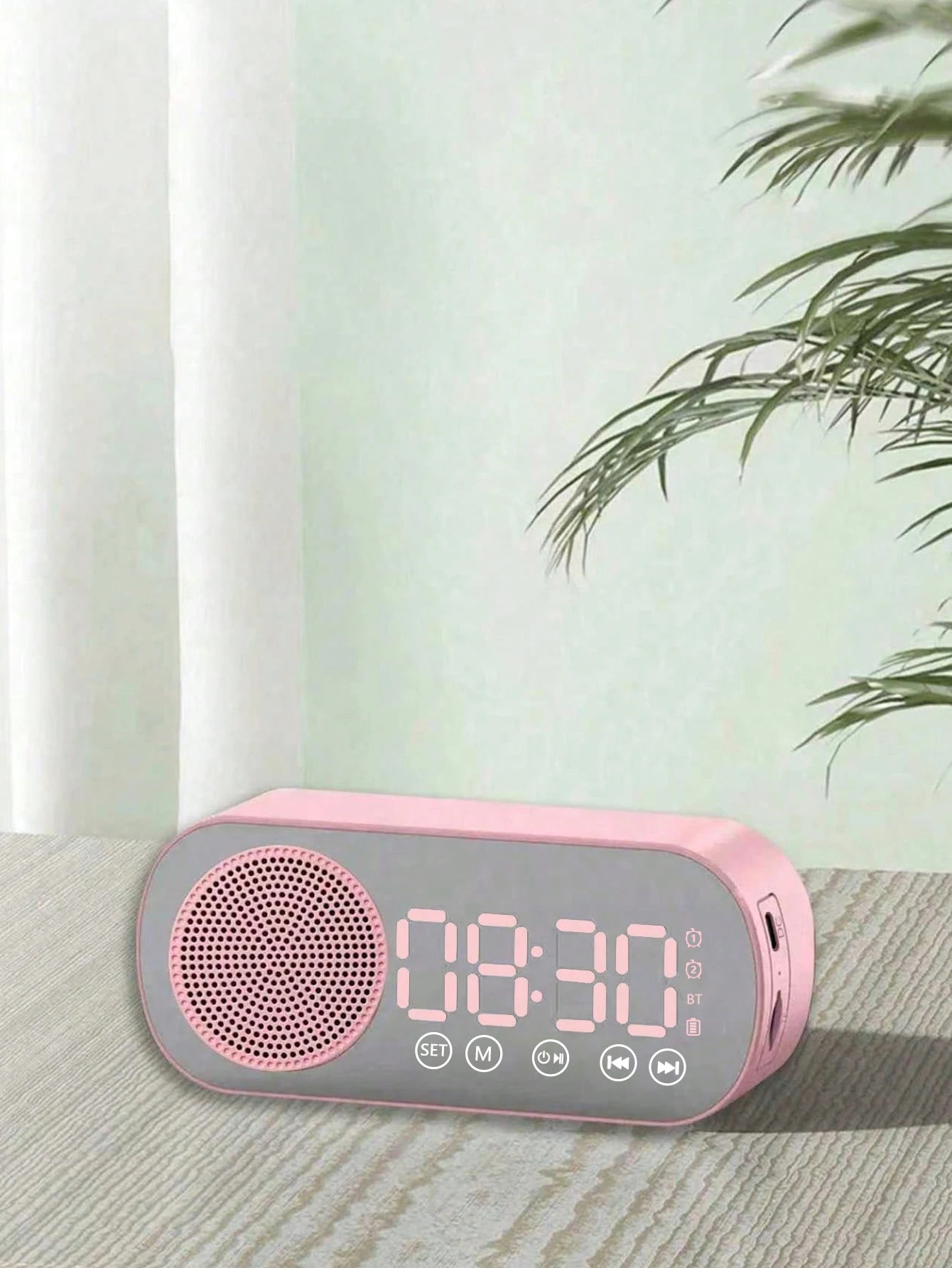 Mirror Clock Bluetooth Speaker with FM & Bass