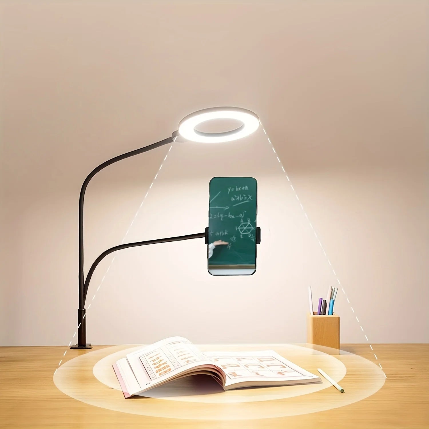 Clip-On Selfie Ring Light with Gooseneck