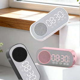 Mirror Clock Bluetooth Speaker with FM & Bass