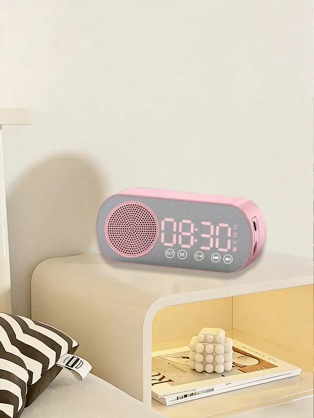 Mirror Clock Bluetooth Speaker with FM & Bass