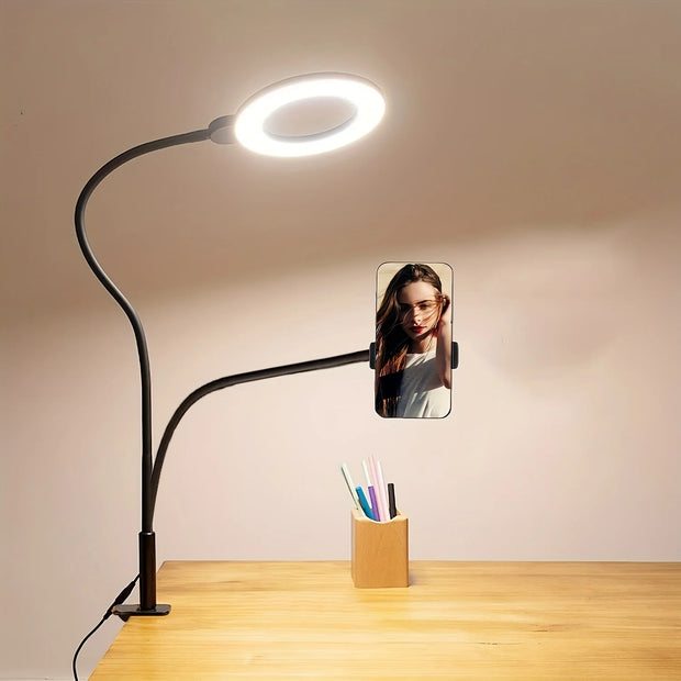 Clip-On Selfie Ring Light with Gooseneck