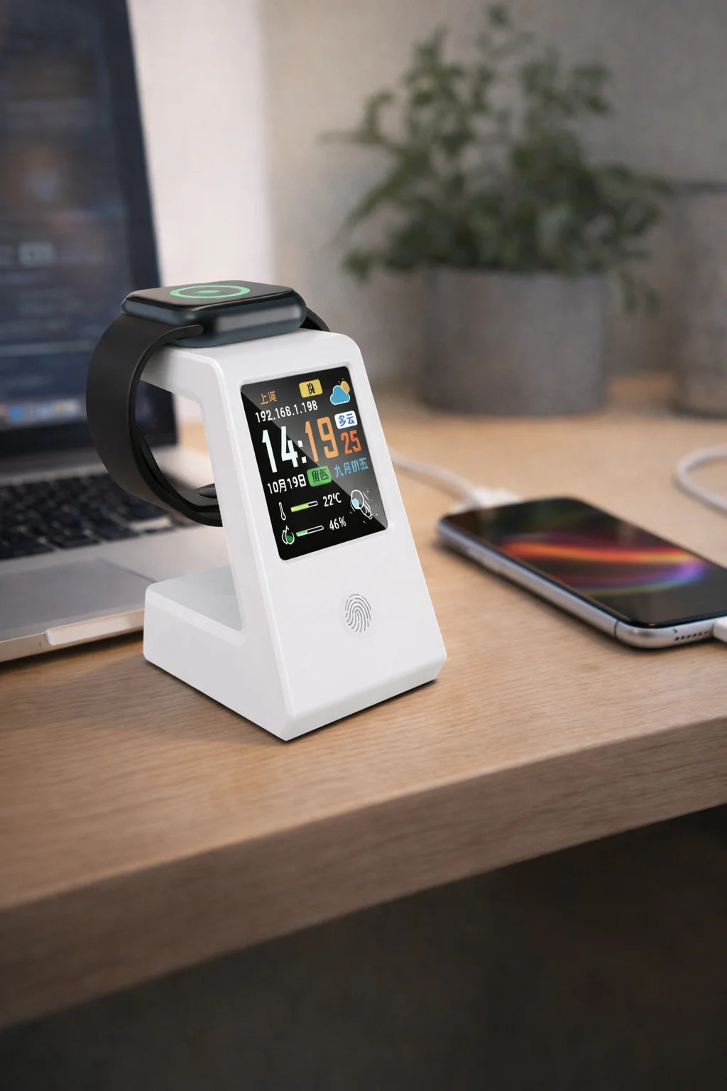 Smart WiFi Weather Clock with Wireless Charging